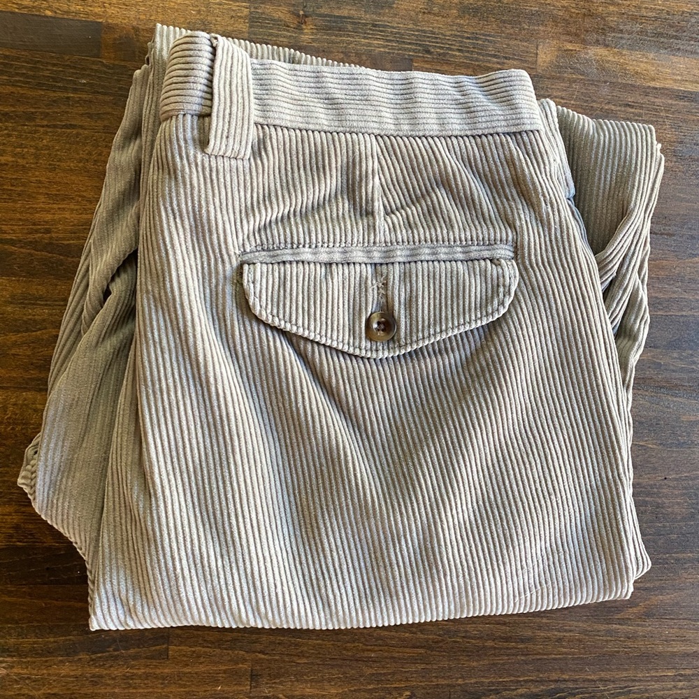 L.L. Bean Corduroy Pants Mens 34x30 Natural Fit Flat Front Khaki Tan VTG 0FNB1